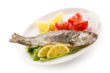 Fish dish - roasted trout with vegetables