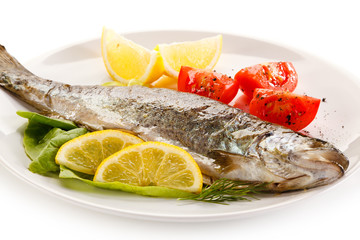 Fish dish - roasted trout with vegetables