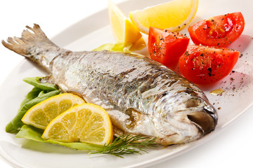Fish dish - roasted trout with vegetables
