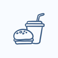 Fast food meal sketch icon.