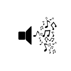 Speaker icon with music notes. Vector illustration