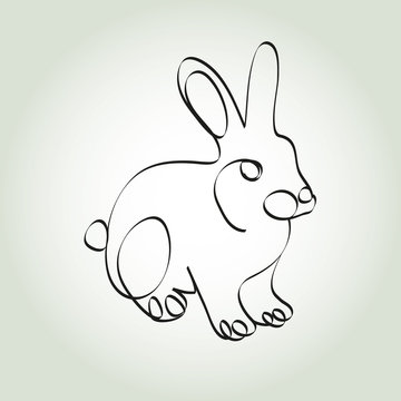 Rabbit in minimal line style vector