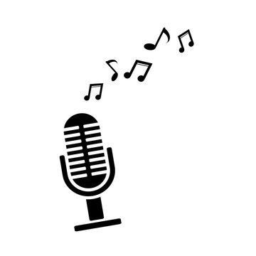 Microphone with music notes. Vector illustration