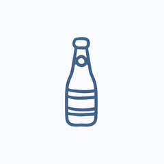 Glass bottle sketch icon.