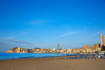 Fototapeta na wymiar Benidorm Poniente beach in Alicante Spain