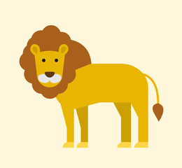 cartoon lion in flat style