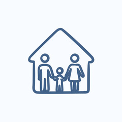 Family house sketch icon.