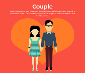 Couple in Love Banner Flat Design
