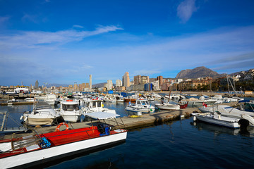 Fototapeta na wymiar Benidorm Marina port in Alicante of Spain