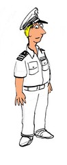 Illustration of man wearing a ship captain uniform.