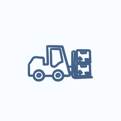 Fototapeta na wymiar Forklift sketch icon.