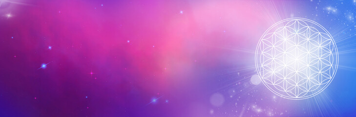Blume des Lebens - kosmisches Licht - Banner / Hintergrund 