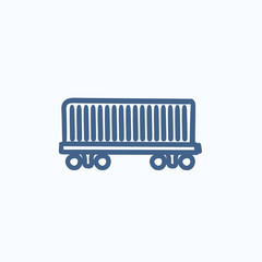 Cargo wagon sketch icon.