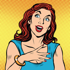 Emotional beautiful woman pop art