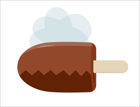 A vector illustration of a ice cream covered in chocolate. A part of Dodo collection - a set of educational cards for children. 