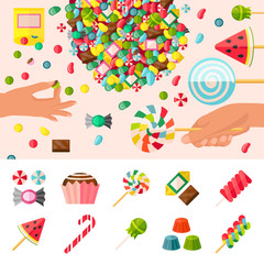 Sweet Candy Flat Composition