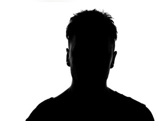 Hidden face in the shadow.male person silhouette