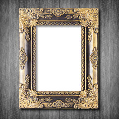 Antique frame on wooden wall background