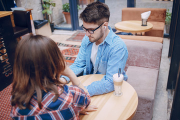loving couple in a cafe
