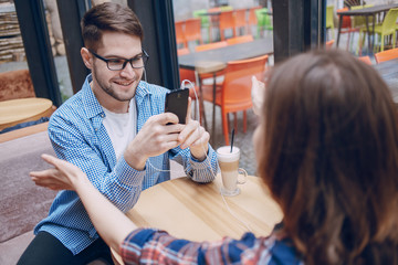 loving couple in a cafe