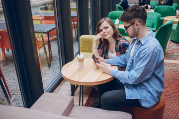 loving couple in a cafe