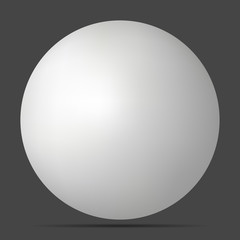 Vector white 3D sphere with shadow.