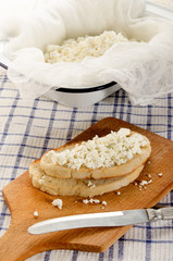 home made cottage cheese on toasted bread
