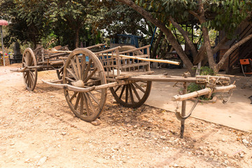Fototapeta na wymiar Traditional antique horse drawn wooden cart