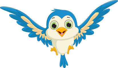 happy blue bird cartoon flying