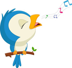 cartoon blue bird singing