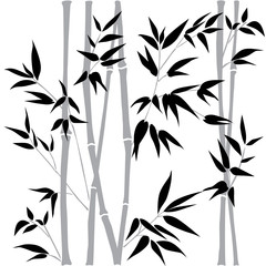 Decorative bamboo branches. Bamboo forest background. Vector seamless pattern.