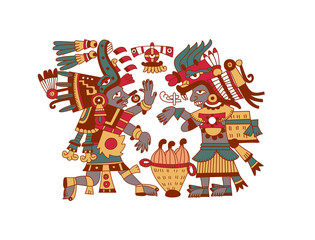 sketch drawing aztec cacao bean, leaves, nibs, pattern