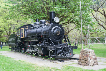 Fototapeta na wymiar Light steam engine in Newhalem, Washington near Seattle
