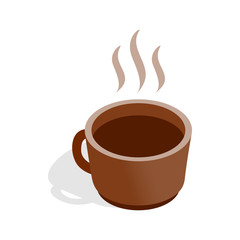 Cup of hot drink icon, isometric 3d style