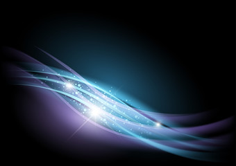 Glowing Wavy Light Beams - Abstract Energy Background of Light Beams in Wavy Motion, Vector Illustration