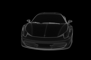 Obraz na płótnie Canvas Racing Car Hologram Wireframe. Nice 3D Rendering 