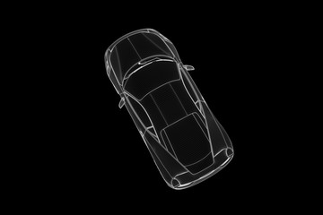 Racing Car Hologram Wireframe. Nice 3D Rendering
