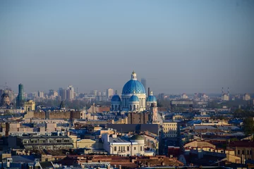 Deurstickers View to Admiralty, palace (Hermitage) and Peter and Paul's fortress in St.Petersburg, Russia © Denis Zaporozhtsev