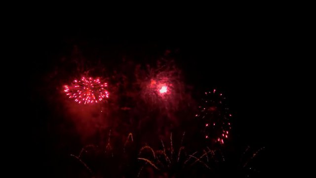 Colourful fireworks exploding high in the air. FullHD 1080p.