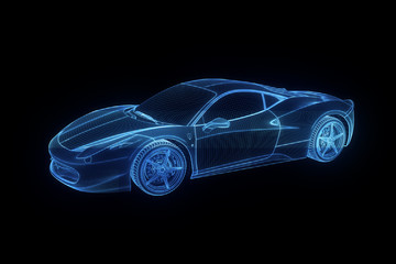 Racing Car Hologram Wireframe. Nice 3D Rendering
- 113471115