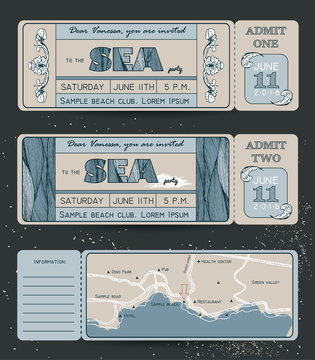 Summer Invitation Template. Ticket to a sea party or celebration