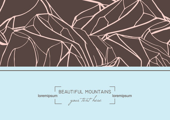 abstract template card with hand drawn mountains.