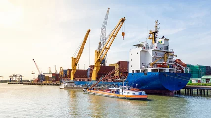 No drill light filtering roller blinds Port Frachtschiff am Rotterdamer Hafen, Holland