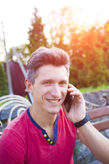 Obraz premium The man on the phone.