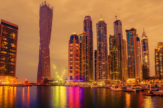 Dubai, United Arab Emirates: Marina in the sunset