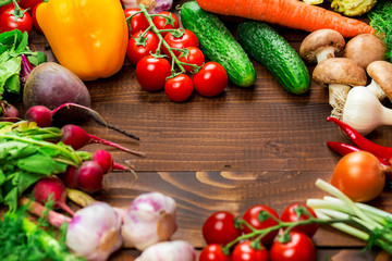 different vegetables and mushrooms