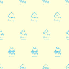 Seamless pattern of cupcakes