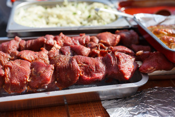 Raw kebab. Fresh meat for grill, barbecue