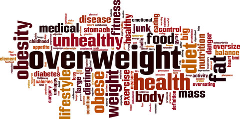 Overweight word cloud concept. Vector illustration