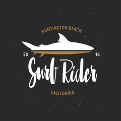 Surf rider t-shirt vector graphics. Vintage style illustration.